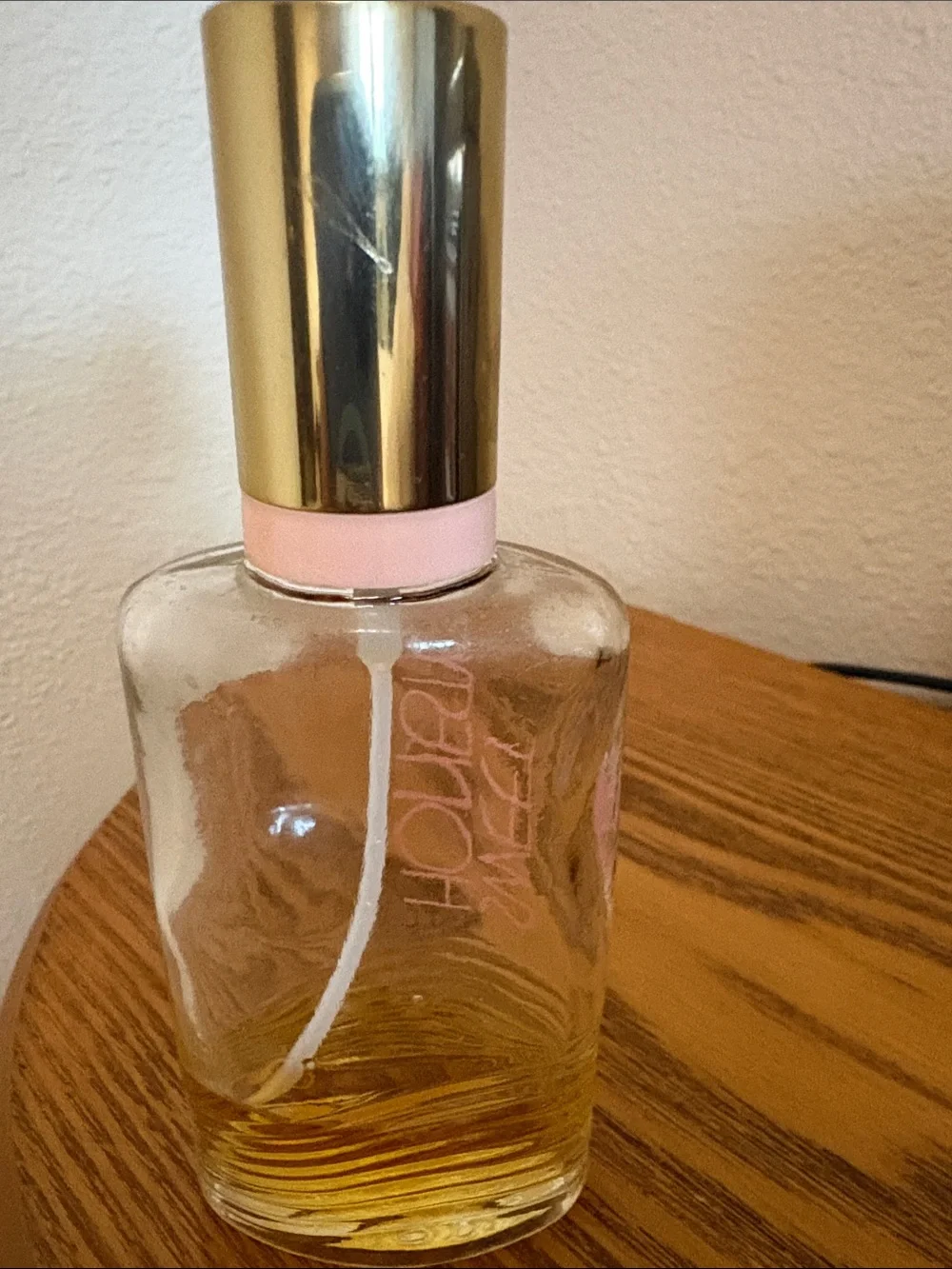 Avon Sweet Honesty Bottle in Gold and Pink Accents